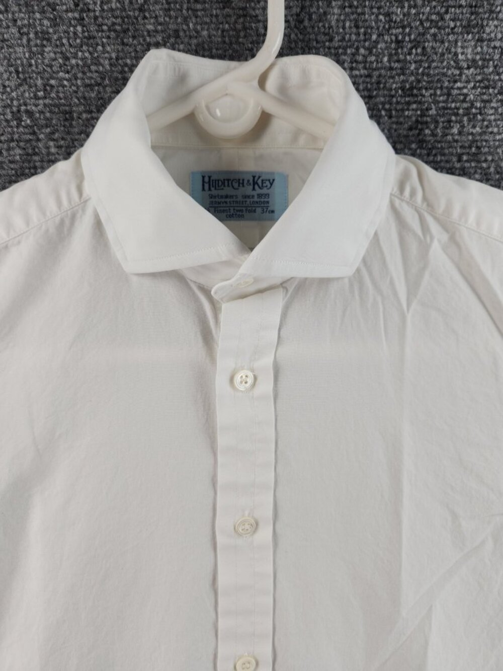 Hilditch & Key Finest Two Fold Cotton Men 14.5 White Shirt Button Up French Cuff